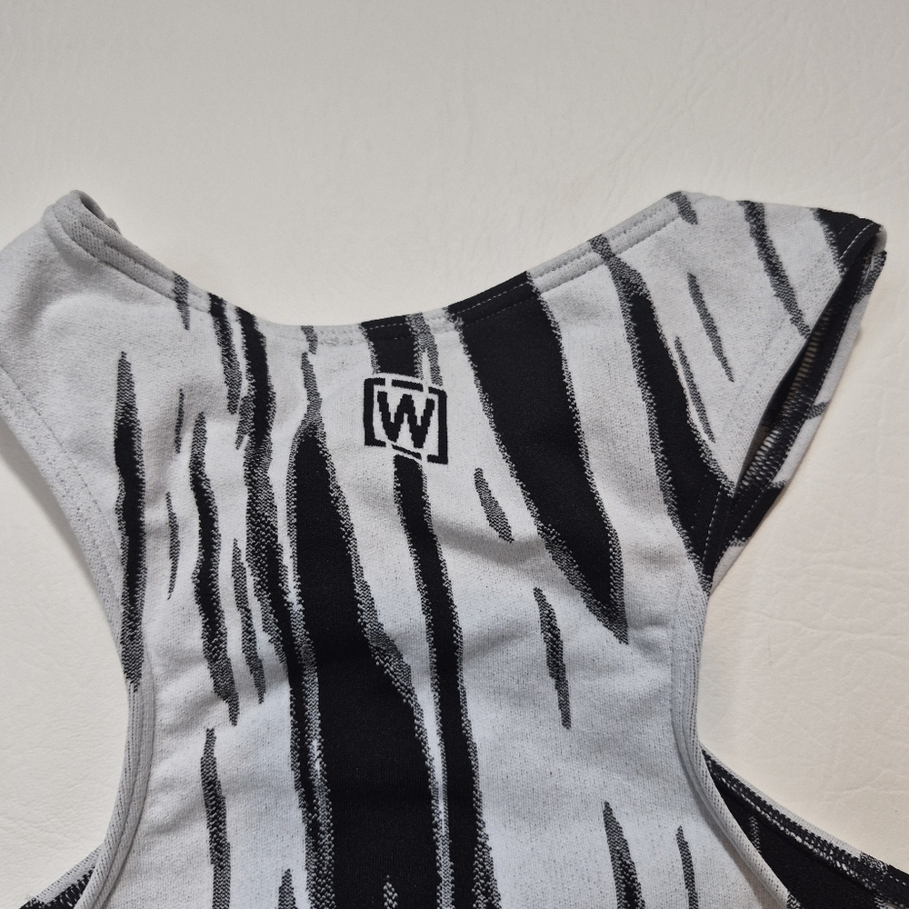 Wolford Bodysuit Paintbrush Print White Black Racerback Womens Size XS NWT - Picture 6 of 11